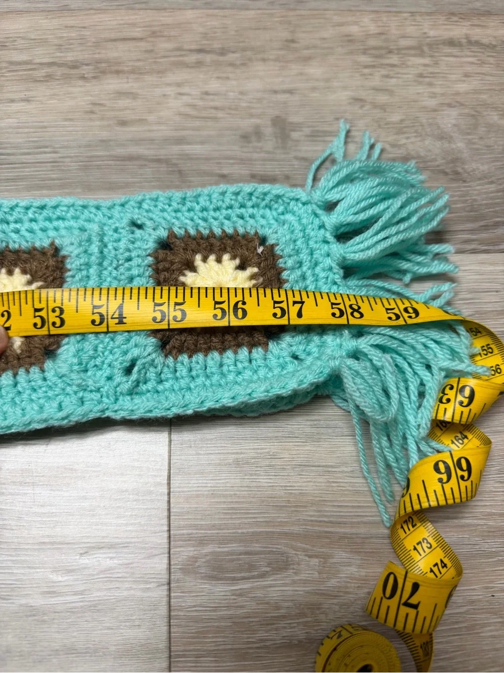 Handmade Bho Style Crochet Granny Square Scarf